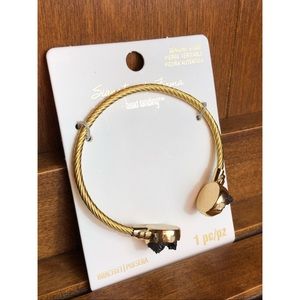 Genuine Black Dusty Quartz Gold Cable Bracelet